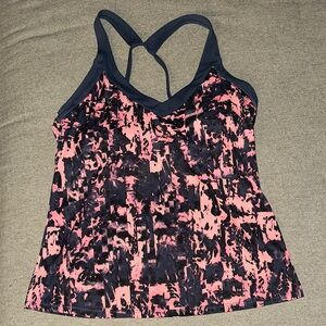 Nike Womens Fire V-Neck Tankini Swim Top Pink Glaze Medium